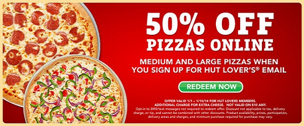 Pizza Hut deals 50 off 